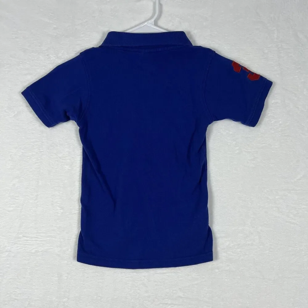 U.S. Polo Assn Boys Kids Polo Shirt Size 4 Blue Cotton Pique Short Sleeve